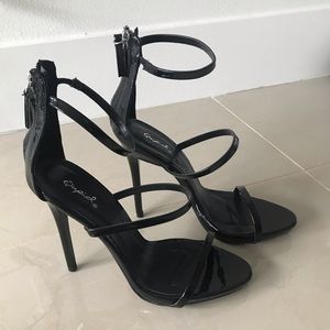 BRAND NEW 3 strap black patent heels